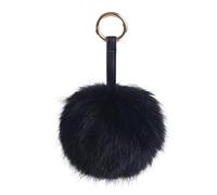 S.ROMZA Pom Pom Keychain Artificial Faux Fur Ball Keychains Fluffy Plush Keychain Pom Pom Bag Charm for Hand Bag Backpack Wallet Pendant Women's Key chain Decoration (black)