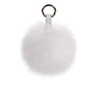 S.ROMZA Pom Pom Keychain Artificial Faux Fur Ball Keychains Fluffy Plush Keychain Pom Pom Bag Charm for Hand Bag Backpack Wallet Pendant Women's Key chain Decoration (white)