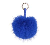 S.ROMZA Pom Pom Keychain Artificial Faux Fur Ball Keychains Fluffy Plush Keychain Pom Pom Bag Charm for Hand Bag Backpack Wallet Pendant Women's Key chain Decoration (Dark Blue)