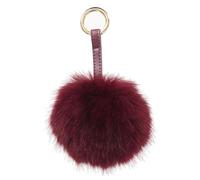 S.ROMZA Pom Pom Keychain Artificial Faux Fur Ball Keychains Fluffy Plush Keychain Pom Pom Bag Charm for Hand Bag Backpack Wallet Pendant Women's Key chain Decoration (Wine Red)