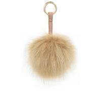 S.ROMZA Pom Pom Keychain Artificial Faux Fur Ball Keychains Fluffy Plush Keychain Pom Pom Bag Charm for Hand Bag Backpack Wallet Pendant Women's Key chain Decoration (Khaki)