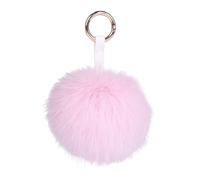 S.ROMZA Pom Pom Keychain Artificial Faux Fur Ball Keychains Fluffy Plush Keychain Pom Pom Bag Charm for Hand Bag Backpack Wallet Pendant Women's Key chain Decoration (Lotus root powder color)