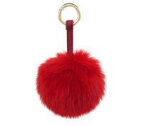 S.ROMZA Pom Pom Keychain Artificial Faux Fur Ball Keychains Fluffy Plush Keychain Pom Pom Bag Charm for Hand Bag Backpack Wallet Pendant Women's Key chain Decoration (Red)