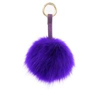 S.ROMZA Pom Pom Keychain Artificial Faux Fur Ball Keychains Fluffy Plush Keychain Pom Pom Bag Charm for Hand Bag Backpack Wallet Pendant Women's Key chain Decoration (Deep Purple)