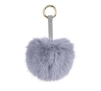 S.ROMZA Pom Pom Keychain Artificial Faux Fur Ball Keychains Fluffy Plush Keychain Pom Pom Bag Charm for Hand Bag Backpack Wallet Pendant Women's Key chain Decoration (Light Gray)