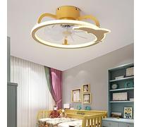 's Room Ceiling Fan Lamp with Light Remote Control to Adjust The 3-Speed Color Temperature Fan Chandelier,Hanging Light(Gold)