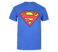 (S, Royal Blue/Red) Superman Mens Logo Cotton T-Shirt