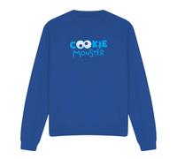 (S, Royal Blue) Sesame Street Unisex Adult Cookie Monster Eyes Sweatshirt