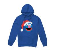 (S, Royal Blue) Sesame Street Unisex Adult Grover Scribble Christmas Hoodie