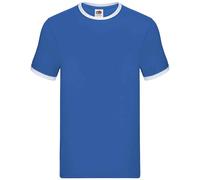 (S, Royal Blue/White) Fruit of the Loom Mens Ringer Contrast T-Shirt