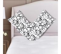 S&S Bedding Hollowfibre V Pillow with Polycotton V Shaped Free Beautiful Printed Pillowcase Orthopaedic Neck Shoulder Back Maternity Support Pillow (Pattern 4)