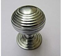 S & S International Beehive REEDED -Vintage Cabinet Cupboard Satin Chrome Rim knob (Satin Chrome)