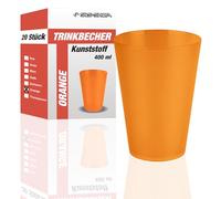 S&S-Shop Hard Plastic Drinking Cups | Pack of 10 | 400 ml | Orange | Reusable | Stackable | Party Cups