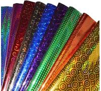 S,S Store Plastic Holographic Metallic Colour Paper Wrapping Sheets Especially for Gifts for Loved, 12-Sheets (Multicolour) 24"x17"