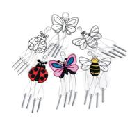 S&S Worldwide Suncatcher Bug Wind Chimes. 4 Ea of 3 Bugs: Ladybug, Butterfly & Bumblebee. Cords & Chimes Incl. 3-1/4" to 5-1/4"W. Hangs Approx. 9". Plastic, Use Markers or Glass Stain, Pack of 12.