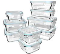 S SALIENT 18 Piece Glass Food Storage Containers with Lids, Glass Meal Prep Containers, Glass Containers for Food Storage with Lids, BPA Free & Leak Proof (9 lids & 9 Containers)