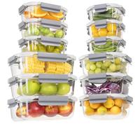 S SALIENT 24 Pieces Glass Food Storage Containers with Lids,Glass Meal Prep Containers Set with Locking Lid,Airtight Glass Lunch Container for Kitchen,BPA Free(12 Lids & 12 Containers)