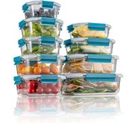 S SALIENT Glass Food Storage Containers with Lids - Oven, Microwave & Freezer Safe - Borosilicate Meal Prep Boxes - BPA-Free, Leakproof & Stackable - Set of 9