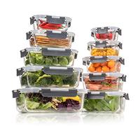 S SALIENT Glass Food Storage Containers with Snap Locking Lids, Glass Meal Prep Containers Set, Airtight Lunch Containers, Microwave, Oven,Freezer and Dishwasher Friendly