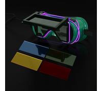 S SANGLE SOPFFY LED Welding Goggles,Welding Glasses for Men Glow in the Dark,Flip Up Cutting Torch Glasses,Changeable Colored Lens,Halloween,Rave Party Costume Accessory