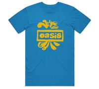 (S, Sapphire Blue) Oasis T Shirt Drawn Band Logo Definitely Maybe new Official Mens