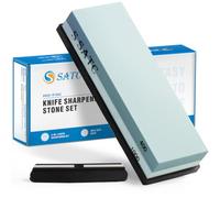 S SATC Premium Whetstone 400 1000 Grit Quick & Precise Edge Restoration Sharpening Stone Easy Sharpening Wet Stone Kitchen Knife Sharpener with a Holder and Guided Angle