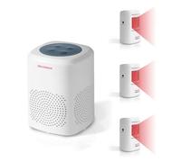 S SELDORAUK Motion Sensor, PIR Dog Barking Alarm Door Chime Alert Guard Doorbell Wireless Infrared Detect Device Wall Mounted for Home Entering Reminder Range 1000ft 110dB (1Receiver+3Detectors)