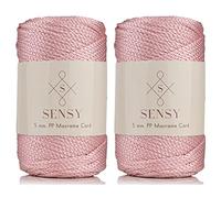 S SENSY 2 Skeins of Sensy Premium 5mm 104 Yards Polypropylene Polyester Macrame Cord, Pink