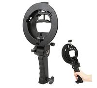 S Shape Black Handheld Hand Grip Bracket Accessory for Bowens Mount Camera Top Flashlight