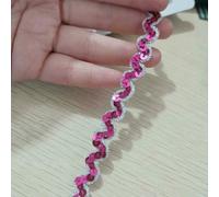 S-Shaped Curved Edge with Sequin Fabric Lace Ribbon DIY Cheongsam Dress Skirt Toy Doll Shining Headdress Bar Code-See The Picture_f-1 Yard