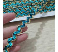 S-Shaped Curved Edge with Sequin Fabric Lace Ribbon DIY Cheongsam Dress Skirt Toy Doll Shining Headdress Bar Code-See The Picture_b-1 Yard