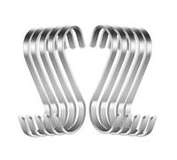 S Shaped Stainless Steel Hooks - Heavy Duty Metal Hooks for Kitchen Utensils Office Bathroom Closet Workshop Garage Household Home Essentials, 10 Pack