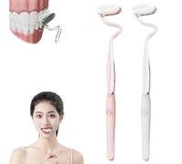 S Shaped Toothbrush, Multi-Functional S-Shaped Toothbrush with Soft Bristles, Vertical Brush, Ultra-Clean Soft Interdental Toothbrushes for Cleaning and Massaging Gum Extra Clean (Pink+White)