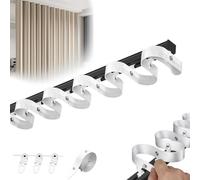 S-shaped Wavy Curtain Track, Room Divider-Sliding Curtain Rail for Living Room, Snap Track with Tape Set, Room Divider Curtains Shower, Aluminum Alloy with Smooth Sliding(Black,1m(3.3ft))