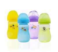S Shield Baby Crystal Feeding Bottles Slow Flow Breast-Like Nipple with Anti-Colic Valve with Travel Caps, Made with Polypropylene and BPA Free,- 12M+ - 9oz/260ml (Pack of 4)