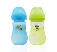 S Shield Baby Crystal Feeding Bottles Slow Flow Breast-Like Nipple with Anti-Colic Valve with Travel Caps, Made with Polypropylene and BPA Free,- 12M+ - 9oz/260ml (Pack of 2)