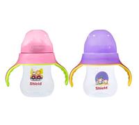 S Shield Baby Glow in The Dark Feeding Bottle with Handle - 6oz/180ml - 12M+ - DRIP Free, BPA Free, PP (Pack of 2)