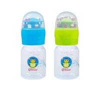 S Shield Baby Rattle Cap Feeding Bottle with Toy Cap, with Slow Flow Nipples Made with Polypropylene Plastic, BPA Free (Safest Baby Feeding Choice) - 4.5oz/125ml (Pack of 2)