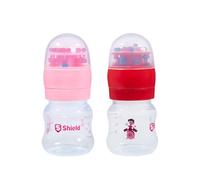 S Shield Baby Rattle Cap Feeding Bottle with Toy Cap, with Slow Flow Nipples Made with Polypropylene Plastic, BPA Free (Safest Baby Feeding Choice) - 2oz/60ml (Pack of 2)