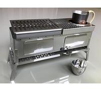 笑's Sho's B-VI-Duo, Japanese Foldable compact charcoal Grill KAN(hot Sake) Grill Set, Sake Warm & Grill Plate, Carafe, Cup