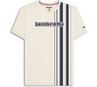 (S, Silver/Navy) Lambretta Mens Multi Stripe Short Sleeve Crew Neck Cotton T-Shirt Top Tee