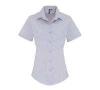 (S, Silver) Premier Womens/Ladies Stretch Short-Sleeved Formal Shirt