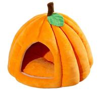 S Size Pumpkin-shaped Halloween Enclosed Thermal Cat Cave Bed Soft Non-slip Dampproof Cat House for Indoor Cats