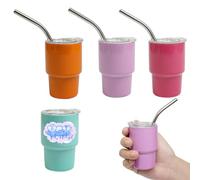 S-SNAIL-OO Mini Tumbler Shot Glass with Straw, Sublimation Double layer metal Cute Shot Glasses Set 3oz with Lids for drinks, coffee, cocktails. (3PCS-B)