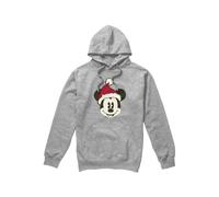 (S, Sport Heather) Disney Mens Mickey Mouse Santa Face Hoodie
