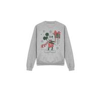 (S, Sport Heather) Disney Unisex Adult Mickey Mouse Present Christmas Sweatshirt