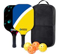 S Sportify Prime Pickleball Paddles Set of 2 - Lightweight Fiberglass With PP Honeycomb Core, Includes 4 Balls & Carry Bag