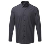 (S, Steel/Black) Premier Mens Maxton Check Long Sleeve Shirt