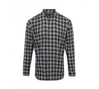 (S, Steel/Black) Premier Mens Mulligan Check Long Sleeve Shirt