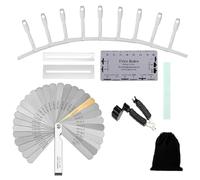 s Steel Fretboard Measurement Tool with 7.25 to 20 Inch Radii, String Action Ruler, Feeler Gauge, and Bridge Pin Puller - Silver